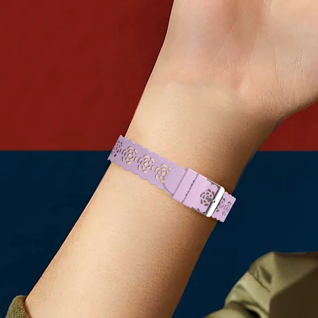 Alt view image 6 of 6 - 3-Pack Slim Silicone Bands Compatible with Fitbit Inspire 3/Inspire 2/Inspire HR/Inspire, Lace Silicone Thin Narrow Rose Hollowed-out Sports Replacement Wristband Strap