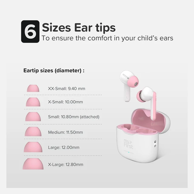 Alt view image 5 of 7 - CareBuds Wireless Kids Earbuds 85dB Volume Limit Small Ear Fit 36H playtime, noise cancelling, easy pairing, safe hearing, for kids ages 3-12, school travel gift