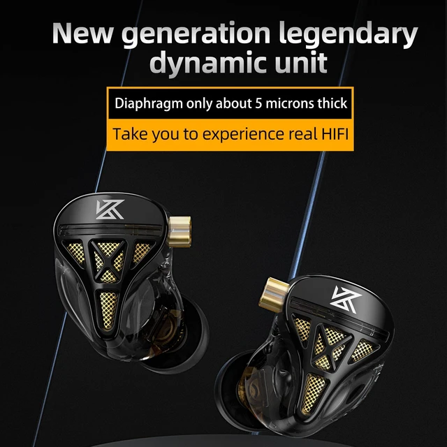 Alt view image 3 of 7 - IEM Headphone with Mic,KZ DQS Gaming Earbuds,Bass Clear Wired Earphones KZ in-Ear Monitor Headphones HiFi Dynamic Drivers Earphone Earbuds Bass Sports Music Game Headphone (Black, with Mic)