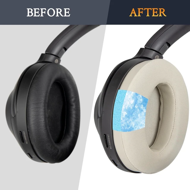 Alt view image 4 of 7 - Cooling-Gel Replacement Earpads for Sony WH-1000XM3 (WH1000XM3) Over-Ear Headphones, Ear Pads Cushions with High-Density Noise Isolation Foam, Added Thickness - Gold