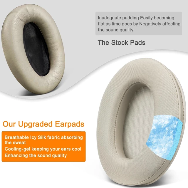 Alt view image 6 of 7 - Cooling-Gel Replacement Earpads for Sony WH-1000XM3 (WH1000XM3) Over-Ear Headphones, Ear Pads Cushions with High-Density Noise Isolation Foam, Added Thickness - Gold