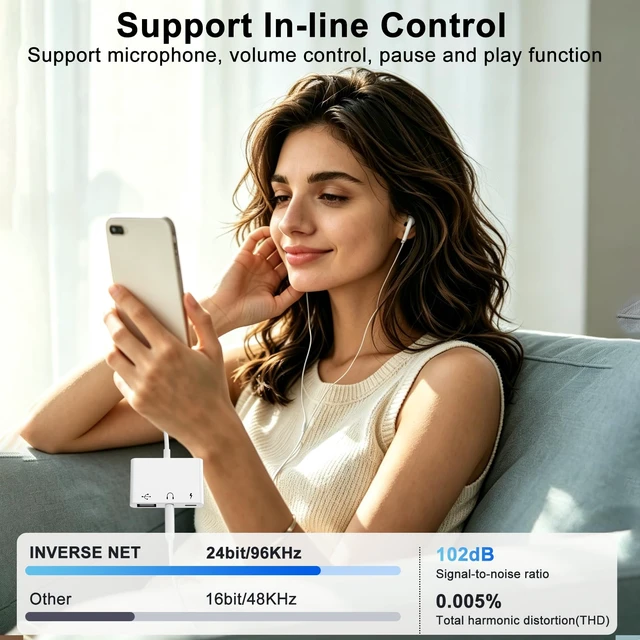 Alt view image 4 of 7 - USB C to 3.5mm Audio OTG Adapter with 60W PD Fast Charging 3 in 1 USB C headphone Splitter for iPhone 17/16/15 Sam-sung Galaxy S25/S24/S23 Ultra S21/S20 iPad Pro Laptops