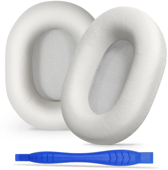 Main image of Genuine Leather Ear Pads Cushions for Sony XM5 Noise Canceling Headphones, Premium WH-1000XM5 Replacement Earpads Covers with Soft Lambskin Leather, Optimized Memory Foam (Lambskin-Silver)