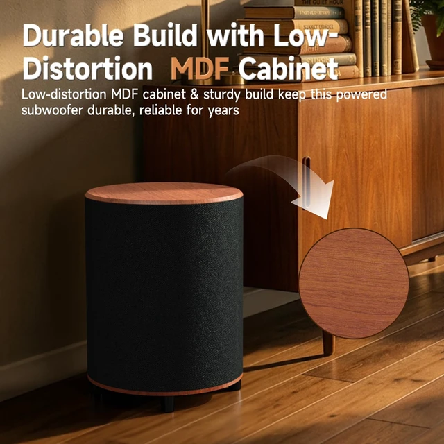 Alt view image 5 of 7 - Powered Subwoofer, 6.5 Sub with DSP, Up to 100 Watts Home Theater Subwoofers, Down-Firing Subs, Class-D Amp, 40-250Hz, Auto On/Off, Low Pass dial, Phase Switch, Big Bass in Compact Design