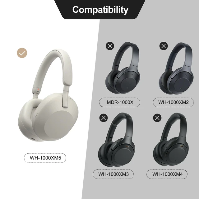 Alt view image 2 of 6 - Genuine Leather Ear Pads Cushions for Sony XM5 Noise Canceling Headphones, Premium WH-1000XM5 Replacement Earpads Covers with Soft Lambskin Leather, Optimized Memory Foam (Lambskin-Silver)