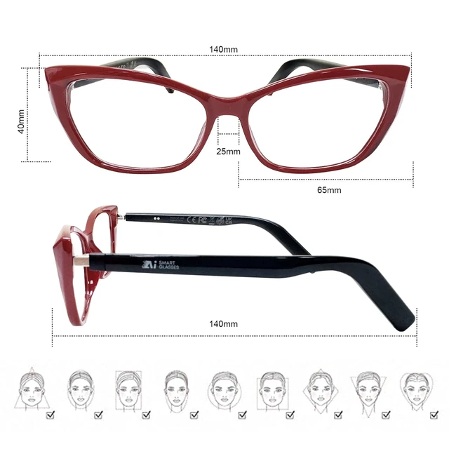 Alt view image 2 of 7 - AI Smart Glasses for Women Men, Bluetooth Glasses, Butterfly Frame Red AI Assistant with Free App, Photo Translation, Open-Ear Audio, LightweightPhotochromic Lenses for Shopping Travel Daily Wear