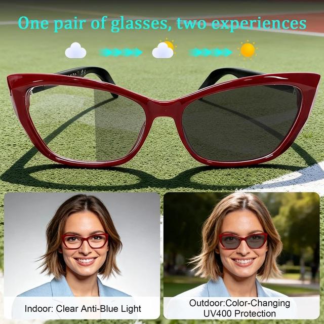 Alt view image 4 of 7 - AI Smart Glasses for Women Men, Bluetooth Glasses, Butterfly Frame Red AI Assistant with Free App, Photo Translation, Open-Ear Audio, LightweightPhotochromic Lenses for Shopping Travel Daily Wear