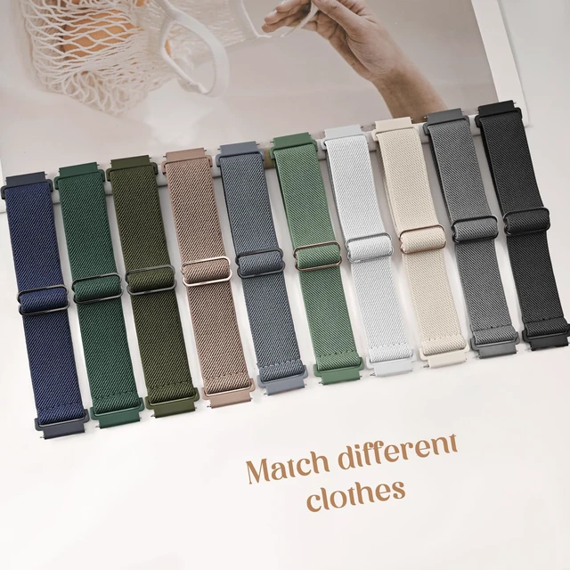 Alt view image 2 of 7 - 10 Pack Watch Bands Compatible with Amazfit Bip 6/Bip 5/Active Max/Bip Max/Balance 2/Balance,22mm Soft Stretchy Nylon Replacement Sports Strap for Amazfit GTR 4/3/3 Pro/Cheetah Women Men