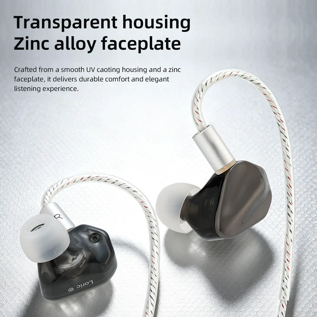 Alt view image 6 of 7 - Loric IEMs, PU+ Titanium Diaphragm Drive in-Ear Monitors, Dual-Magnet & Dual-Chamber Driver, Ultralight Zinc Alloy Wired Earbuds, Detachable 160-Core Silver-Plated Cable(Black, 3.5mm)