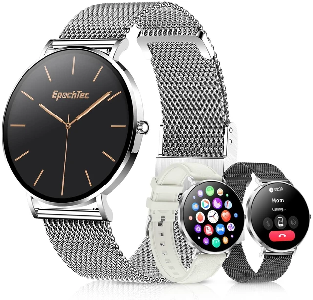 Main image of Ultra-thin Stainless Steel Smartwatch for Women Men, 1.32'' Amoled Full-touch Bluetooth Smart Watch, 24/7 Heart Rate & Sleep Monitor Digital Watch,IP68 Waterproof Fitness Tracker &100+ Sports (Silver)