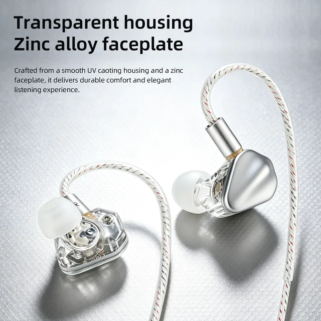 Alt view image 6 of 7 - Loric IEMs, PU+ Titanium Diaphragm Drive in-Ear Monitors, Dual-Magnet & Dual-Chamber Driver, Ultralight Zinc Alloy Wired Earbuds, Detachable 160-Core Silver-Plated Cable(Silver, USB-C)
