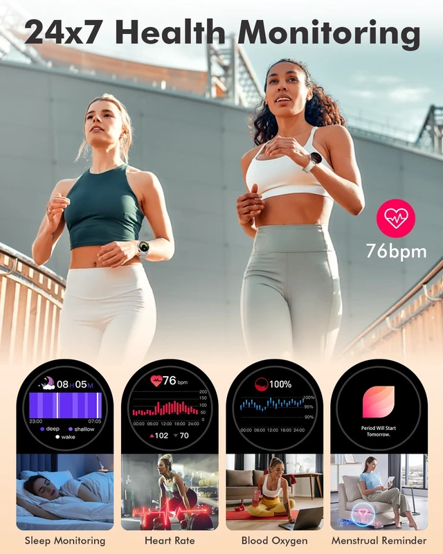 Alt view image 7 of 7 - Ultra-thin Stainless Steel Smartwatch for Women Men, 1.32'' Amoled Full-touch Bluetooth Smart Watch, 24/7 Heart Rate & Sleep Monitor Digital Watch,IP68 Waterproof Fitness Tracker &100+ Sports (Silver)