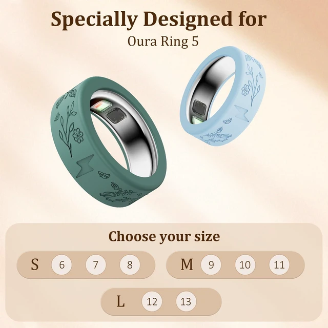 Alt view image 3 of 7 - Floral Cover for Oura Ring 5, Charging Without Removal, Anti-Scratch Silicone Ring Protector, Fancy Cute Oura 5 Accessories for Women/Men, 12 Pack (Dopamine, L)