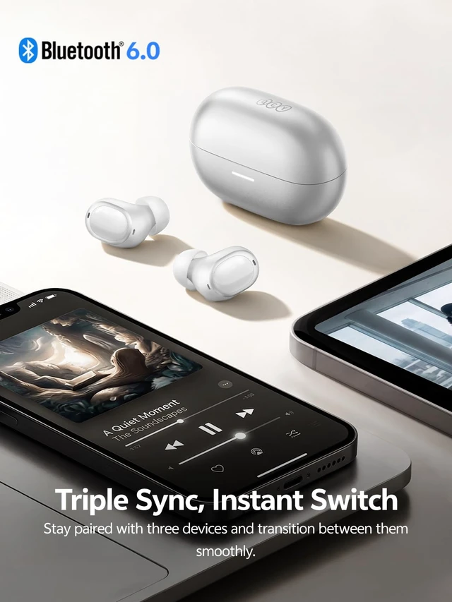 Alt view image 6 of 7 - MeloBuds A30 Al Scene-Adaptive ANC Wireless Earbud 8 Mics ENC Clear Call, Hi-Res Audio LDAC, Fast Charging, Triple Device Connection, IPX5 Waterproof