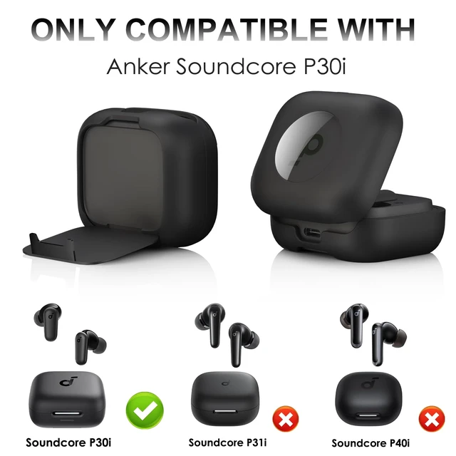 Alt view image 2 of 7 - for Anker Soundcore P30i Case Cover with Magnetic Lock & Phone Stand Shockproof Magnetic Lock Lid Protective Cover for Soundcore P30i Earbud with Cleaner Kit & Carabiner, Black