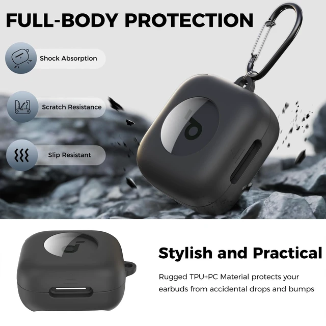 Alt view image 4 of 7 - for Anker Soundcore P30i Case Cover with Magnetic Lock & Phone Stand Shockproof Magnetic Lock Lid Protective Cover for Soundcore P30i Earbud with Cleaner Kit & Carabiner, Black