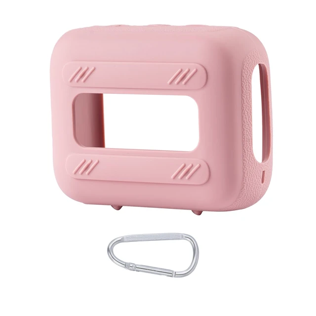 Alt view image 3 of 4 - for JBL Go 4 Waterproof Bluetooth Speaker Silicone Cover, Pink Snug Fit, Portable Carabiner Clip, Shock Absorption, Drop Protection, Travel Lightweight Design, Protective Skin Case