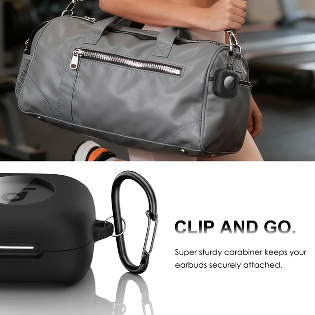 Alt view image 7 of 7 - for Anker Soundcore P30i Case Cover with Magnetic Lock & Phone Stand Shockproof Magnetic Lock Lid Protective Cover for Soundcore P30i Earbud with Cleaner Kit & Carabiner, Black