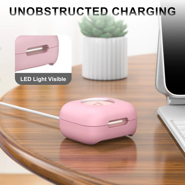 Alt view image 6 of 7 - for Anker Soundcore P30i Case Cover with Magnetic Lock & Phone Stand Shockproof Magnetic Lock Lid Protective Cover for Soundcore P30i Earbud with Cleaner Kit & Carabiner, Pink