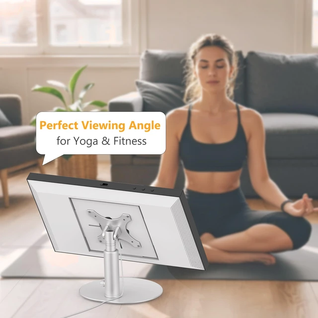 Alt view image 2 of 7 - Desk Stand for Echo Show 15/21, 4-Level Height, Adjustable Tilt Aluminum Alloy, 4 Height Positions, 15°-85° Tilt, Anti-Slip Base, Easy Setup, Silver