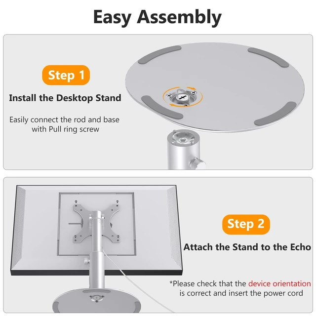 Alt view image 7 of 7 - Desk Stand for Echo Show 15/21, 4-Level Height, Adjustable Tilt Aluminum Alloy, 4 Height Positions, 15°-85° Tilt, Anti-Slip Base, Easy Setup, Silver