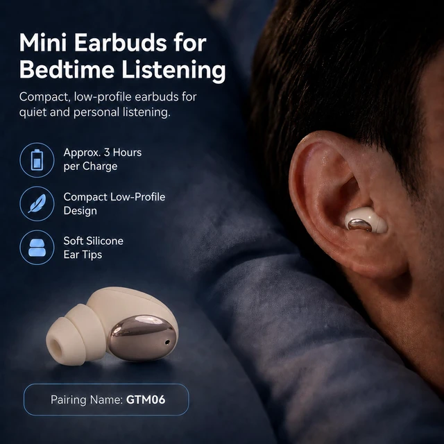 Alt view image 6 of 7 - GT630S 2-in-1 Wireless Earbuds, Open-Ear Clip-On and Sleep Earbuds Open-Ear Clip-On and Mini Sleep Earbuds, App EQ and Custom Controls, Up to 30H Playtime, IPX5 and Emergency Phone Charging