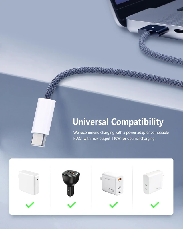 Alt view image 6 of 6 - Magnetic Charger Cable for MacBook Air & Pro, 9.9 ft, Midnight Blue
