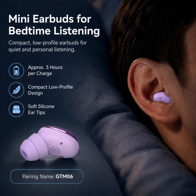 Alt view image 6 of 7 - GT630S 2-in-1 Wireless Earbuds, Open-Ear Clip-On and Sleep Earbuds Open-Ear Clip-On and Mini Sleep Earbuds, App EQ and Custom Controls, Up to 30H Playtime, IPX5 and Emergency Phone Charging