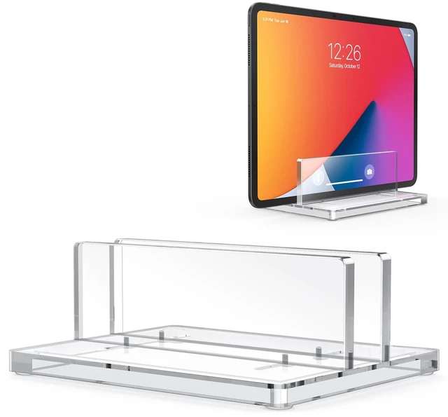 Main image of Vertical Laptop Stand, Acrylic Single Holder for MacBook Gaming Adjustable Width 0.87-2.24", Clear Acrylic Single Slot Stand for Desk, Compatible with MacBook Pro/Air HP Gaming up to 17"