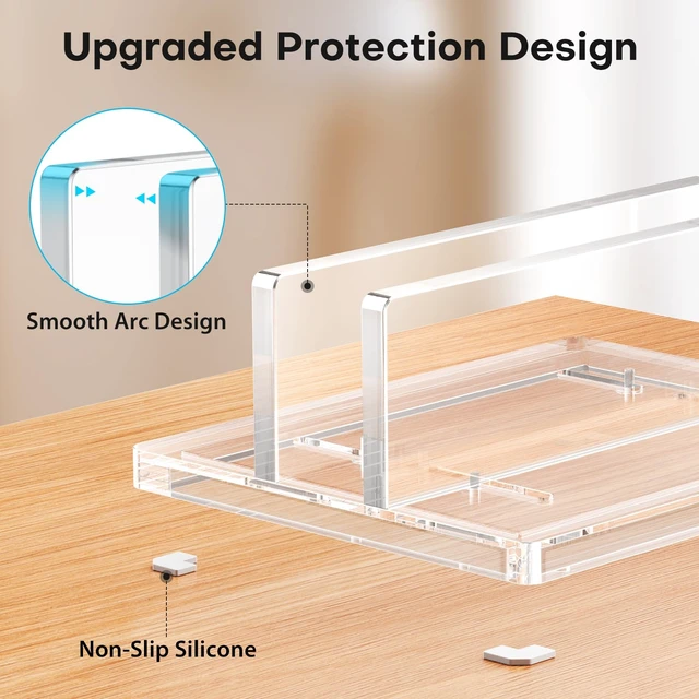 Alt view image 2 of 7 - Vertical Laptop Stand, Acrylic Single Holder for MacBook Gaming Adjustable Width 0.87-2.24", Clear Acrylic Single Slot Stand for Desk, Compatible with MacBook Pro/Air HP Gaming up to 17"