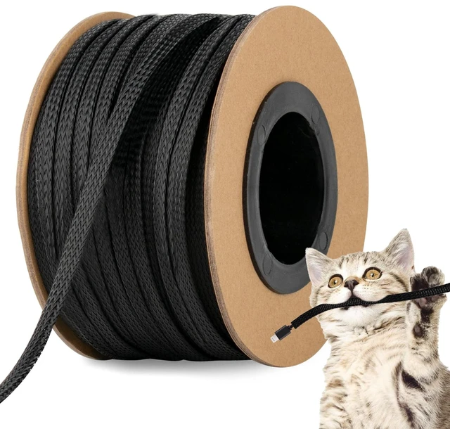 Main image of 100ft 1/4 Inches Braided Wire Loom Automotive PET Cable Loom Expandable Braided Cable Sleeving Mesh Wire Loom for TV, Computer, Home Theater, Black