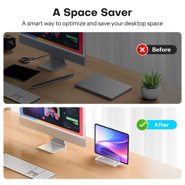 Alt view image 6 of 7 - Vertical Laptop Stand, Acrylic Single Holder for MacBook Gaming Adjustable Width 0.87-2.24", Clear Acrylic Single Slot Stand for Desk, Compatible with MacBook Pro/Air HP Gaming up to 17"