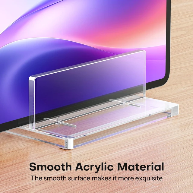 Alt view image 5 of 7 - Vertical Laptop Stand, Acrylic Single Holder for MacBook Gaming Adjustable Width 0.87-2.24", Clear Acrylic Single Slot Stand for Desk, Compatible with MacBook Pro/Air HP Gaming up to 17"