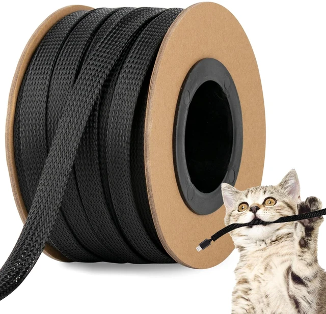 Main image of 100ft 1/2 Inches Braided Wire Loom Automotive PET Cable Loom Expandable Braided Cable Sleeving Mesh Wire Loom for TV, Computer, Home Theater, Black