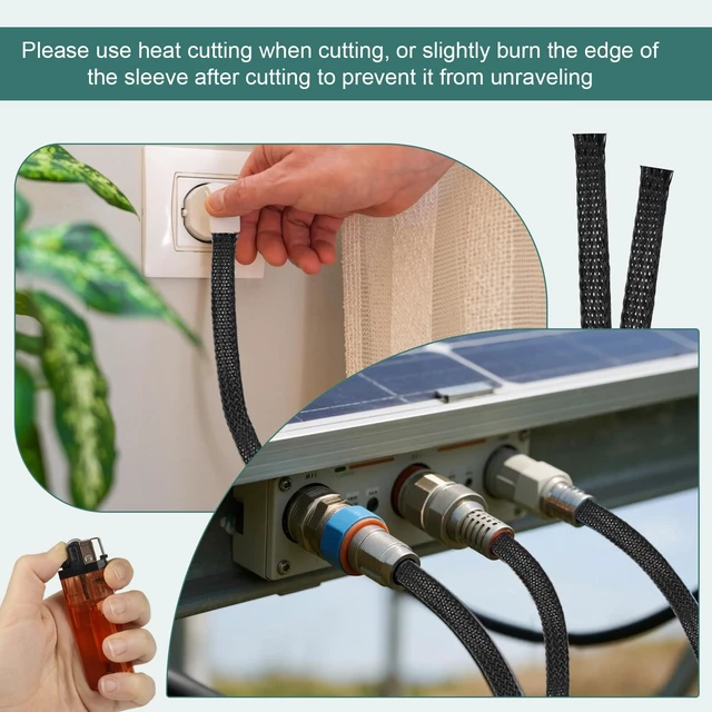 Alt view image 6 of 7 - 100ft 1/2 Inches Braided Wire Loom Automotive PET Cable Loom Expandable Braided Cable Sleeving Mesh Wire Loom for TV, Computer, Home Theater, Black