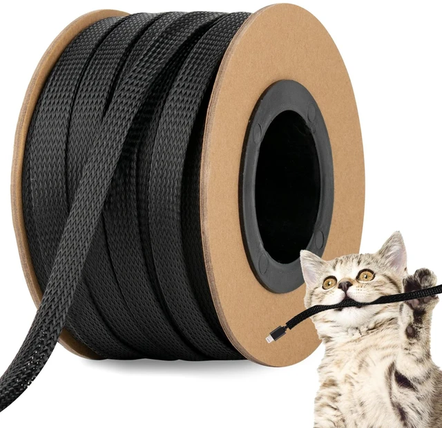 Main image of 100ft 3/8 Inches Braided Wire Loom Automotive PET Cable Loom Expandable Braided Cable Sleeving Mesh Wire Loom for TV, Computer, Home Theater, Black