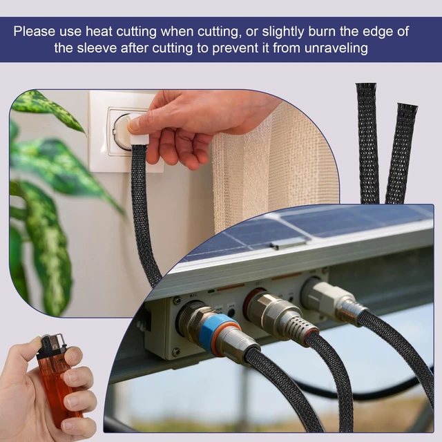 Alt view image 5 of 7 - 50ft 1/2 Inches Braided Wire Loom Automotive PET Cable Loom Expandable Braided Cable Sleeving Mesh Wire Loom for TV, Computer, Home Theater, Black