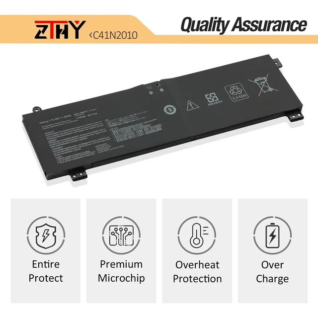 Alt view image 6 of 7 - C41N2010 Laptop Battery Replacement for ASUS ROG Strix G15 G513IC G513IH G513QC G513QE ROG Strix G17 G713QE G713QE-HX008T G513IC-HN002T G513IH-GTX1650T G513QC-R735B6T G513QE-HN109T 15.48V 56Wh