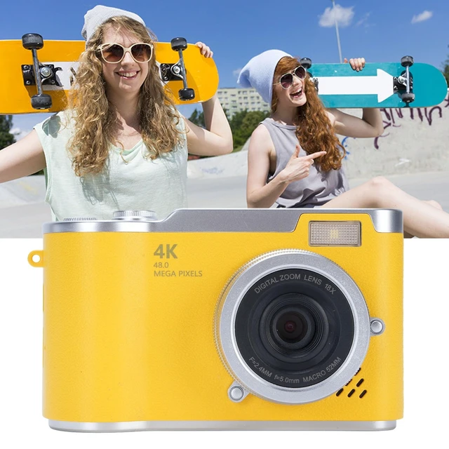 Alt view image 6 of 7 - Digital Camera, 1080P HD 48MP Digital Point & Shoot Camera with 2.4 Inch HD Flip Screen, Built in LED Fill Light, 8X Digital Zoom, for Teens Students (Yellow)