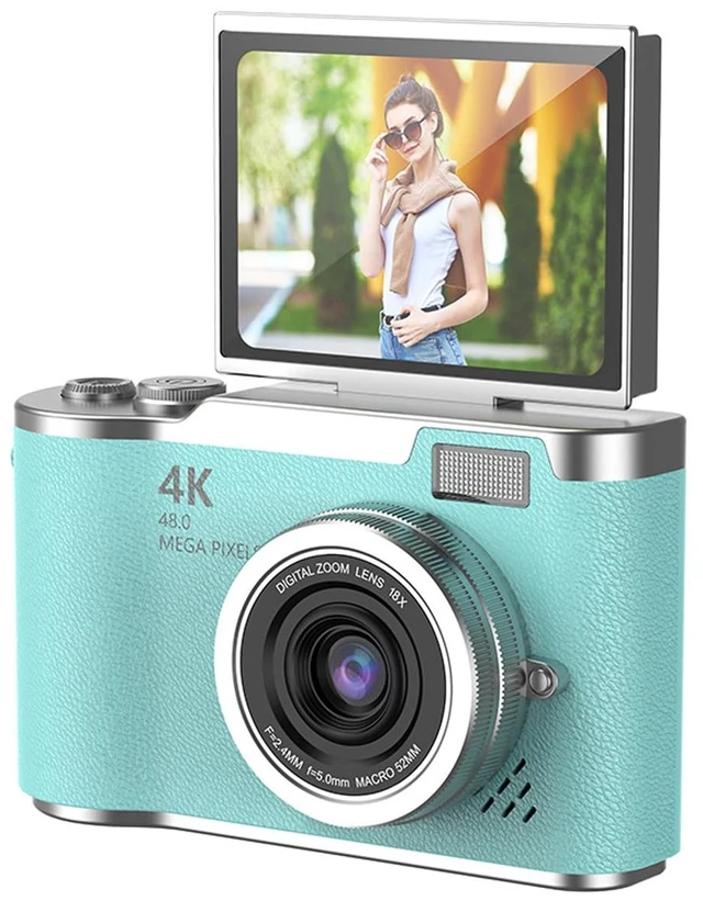 Main image of Digital Camera, 1080P HD 48MP Digital Point & Shoot Camera with 2.4 Inch HD Flip Screen, Built in LED Fill Light, 8X Digital Zoom, for Teens Students (Green)