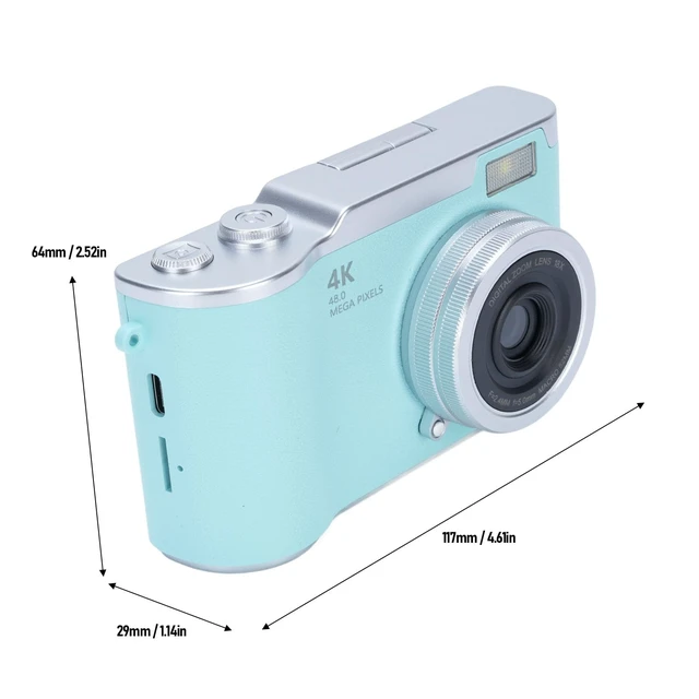 Alt view image 6 of 7 - Digital Camera, 1080P HD 48MP Digital Point & Shoot Camera with 2.4 Inch HD Flip Screen, Built in LED Fill Light, 8X Digital Zoom, for Teens Students (Green)