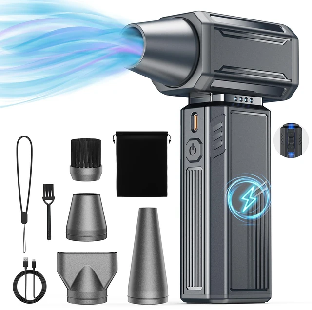 Main image of Compressed Air Duster,130000RPM Electric Duster,Stepless Speed Mini Air Blower,Replace Canned Air Duster,Cordless Rechargeable Jet Fan Blower for Keyboard Computer Car Cleaning Dry-Dark Gray