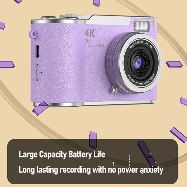 Alt view image 3 of 7 - Digital Camera, 1080P HD 48MP Digital Point & Shoot Camera with 2.4 Inch HD Flip Screen, Built in LED Fill Light, 8X Digital Zoom, for Teens Students (Violet)
