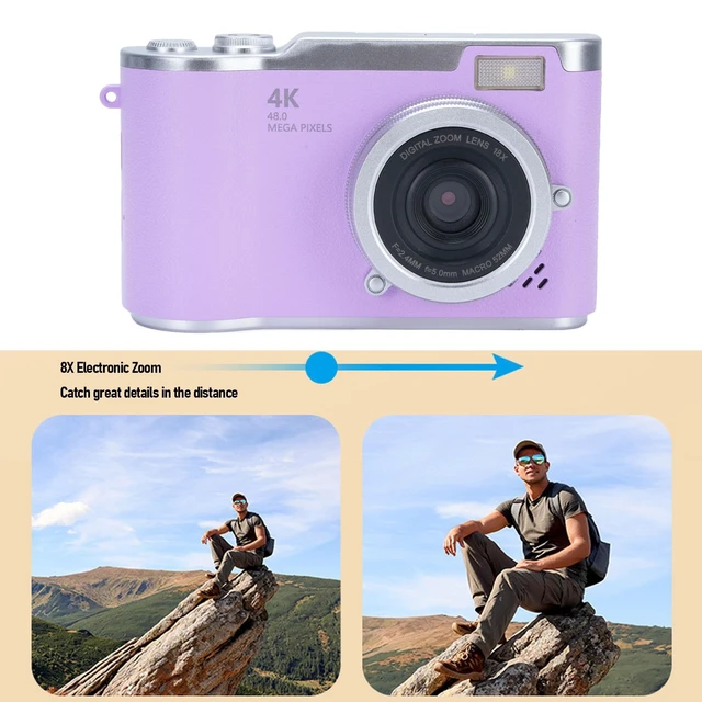 Alt view image 4 of 7 - Digital Camera, 1080P HD 48MP Digital Point & Shoot Camera with 2.4 Inch HD Flip Screen, Built in LED Fill Light, 8X Digital Zoom, for Teens Students (Violet)