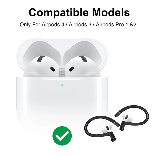 Alt view image 2 of 7 - Titanium Alloy Ear Hooks for Airpods 5/4/3/2/1,AirPods Pro 3/Pro 2/Pro 1 Added Anti-Lost Lanyard,Accessories That Fit SecurelyAnti Slip Sports Clip Hooks,Silicone Material, Soft Comfortable (Black)