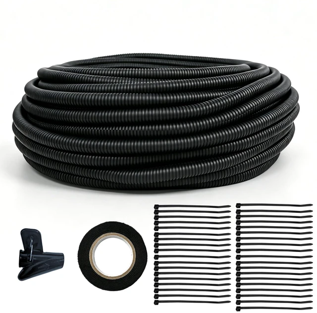 Main image of Split Wire Loom Tubing, 120ft 3/8inch Heat Resistance Wire Protector Cable Sleeve Protector, Flame Retardant, Wire Protector for Pets, Cable Management Sleeve for Automotive Engine, Home Office
