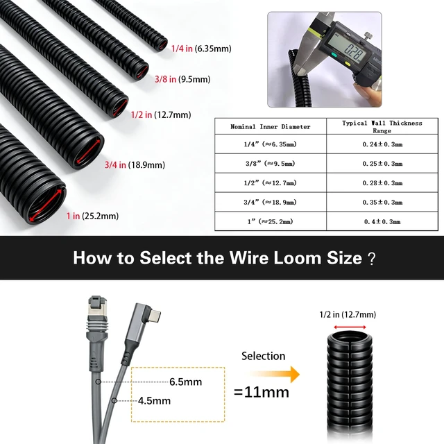 Alt view image 3 of 7 - Split Wire Loom Tubing, 120ft 3/8inch Heat Resistance Wire Protector Cable Sleeve Protector, Flame Retardant, Wire Protector for Pets, Cable Management Sleeve for Automotive Engine, Home Office