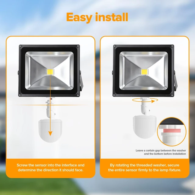 Alt view image 7 of 7 - 2 Pack Motion Sensor, 180-Degree Replacement Motion Detector for Outdoor Lights, Detection Range Up to 69FT, 3 Modes PIR Motion Sensor for Floodlight (White)