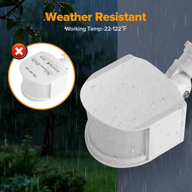 Alt view image 6 of 7 - 2 Pack Motion Sensor, 180-Degree Replacement Motion Detector for Outdoor Lights, Detection Range Up to 69FT, 3 Modes PIR Motion Sensor for Floodlight (White)
