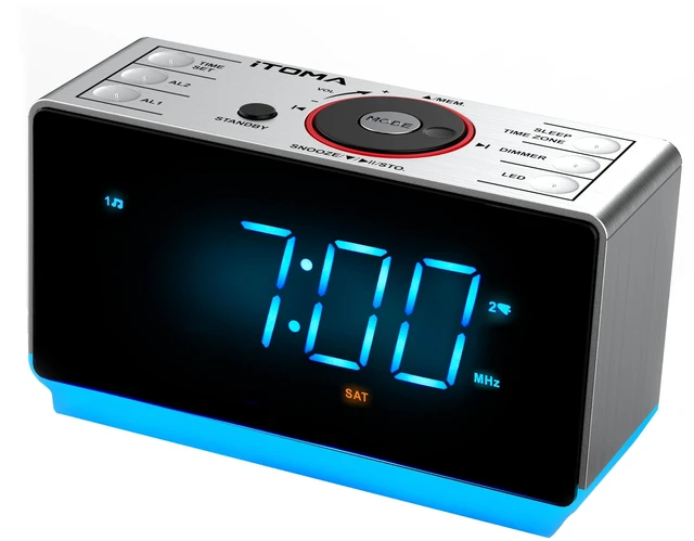 Main image of Alarm Clock Radio with Bluetooth Speaker, FM Radio and Dual Alarm Large LED Display, USB Charging Port, Adjustable Brightness, Snooze, Two-Level Night Light, Sleep Timer, Auto Time Setting